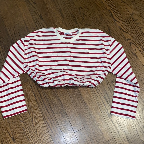 Zara Tops - Zara Stripe Elastic Crop Top